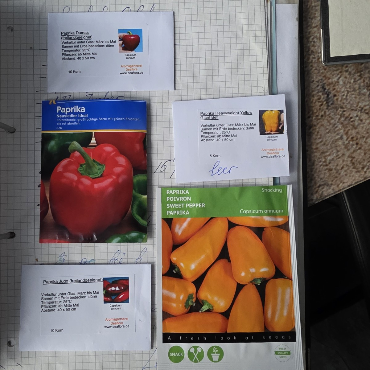 Alles Freiland!!!! Die sorte "Yellow Gigant" würde ich nicht empfehlen,  sehr späte Sorte.  Die "Sweet Pepper"  und "Ne…