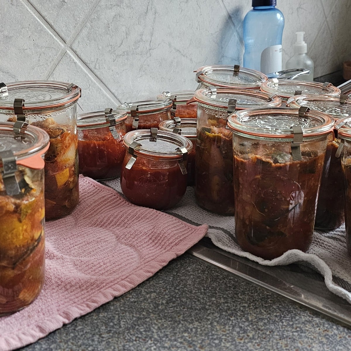 Gestern fertiggerichte auf vorrat haltbar gemacht: Tomatensoße und ratatoui (weiß nicht wie man das schreibt)
Nur papri…